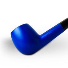 Birnenförmige Tabakpfeife BPK 62-45, metallisch blau, Apfelform – Ansicht des Pfeifenkopfes