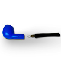 Birnenförmige Tabakpfeife BPK 62-45, metallisch-blaue Farbe und „Apfel“-Form – zerlegte Tabakpfeife