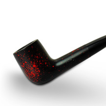 Birnenförmige Tabakpfeife BPK 61-79, schwarz-rote Farbe, „Billard“-Form – Ansicht des Pfeifenkopfes