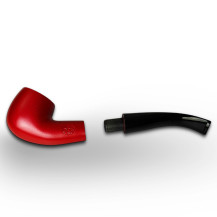 Birnenförmige Tabakpfeife BPK 73-14, metallisch rot, „Bent Billiard“-Form – zerlegte Tabakpfeife