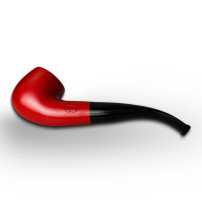 Birnenförmige Tabakpfeife BPK 73-14, metallisch rot, „Bent Billiard“-Form – seitlich liegend