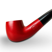 Birnenförmige Tabakpfeife BPK 73-14, metallisch rot, „Bent Billiard“-Form – Ansicht des Pfeifenkopfes