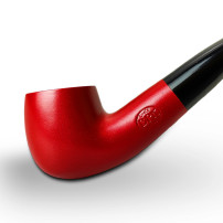 Birnenförmige Tabakpfeife BPK 73-14, metallisch rot, „Bent Billiard“-Form – Ansicht des Pfeifenkopfes