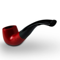 Birnenförmige Tabakpfeife BPK 73-14, metallisch rot, „Bent Billiard“-Form – Ansicht des Mundstücks