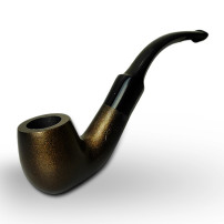 Birnenförmige Tabakpfeife BPK 73-12, braune Farbe, Form „Bent Billiard“.