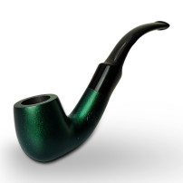 Birnenförmige Tabakpfeife BPK 73-12, grüne Farbe, Form „Bent Billiard“.