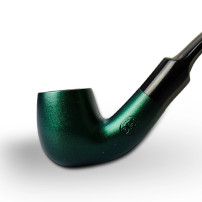 Birnenförmige Tabakpfeife BPK 73-12, grün, „Bent Billiard“-Form – Ansicht des Pfeifenkopfes