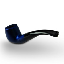 Birnenförmige Tabakpfeife BPK 65-61, blau und in „Bent Panel“-Form – Ansicht des Mundstücks