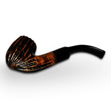 Bruyère-Tabakpfeife BPK 73-912, braun-schwarze Farbe, Billardform – seitlich liegend