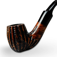 Bruyère-Tabakpfeife BPK 73-912, braun-schwarze Farbe, Billardform – Ansicht des Pfeifenkopfes