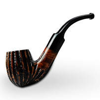 Bruyère-Tabakpfeife BPK 73-912, braun-schwarze Farbe, Billardform – Seitenansicht
