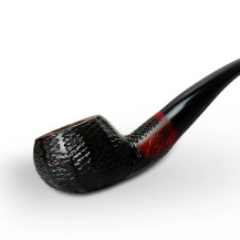 Bruyère-Tabakpfeife BPK 67-914, rot-schwarze Farbe, gebogene Pfeifenkopfform – Ansicht des Pfeifenkopfes
