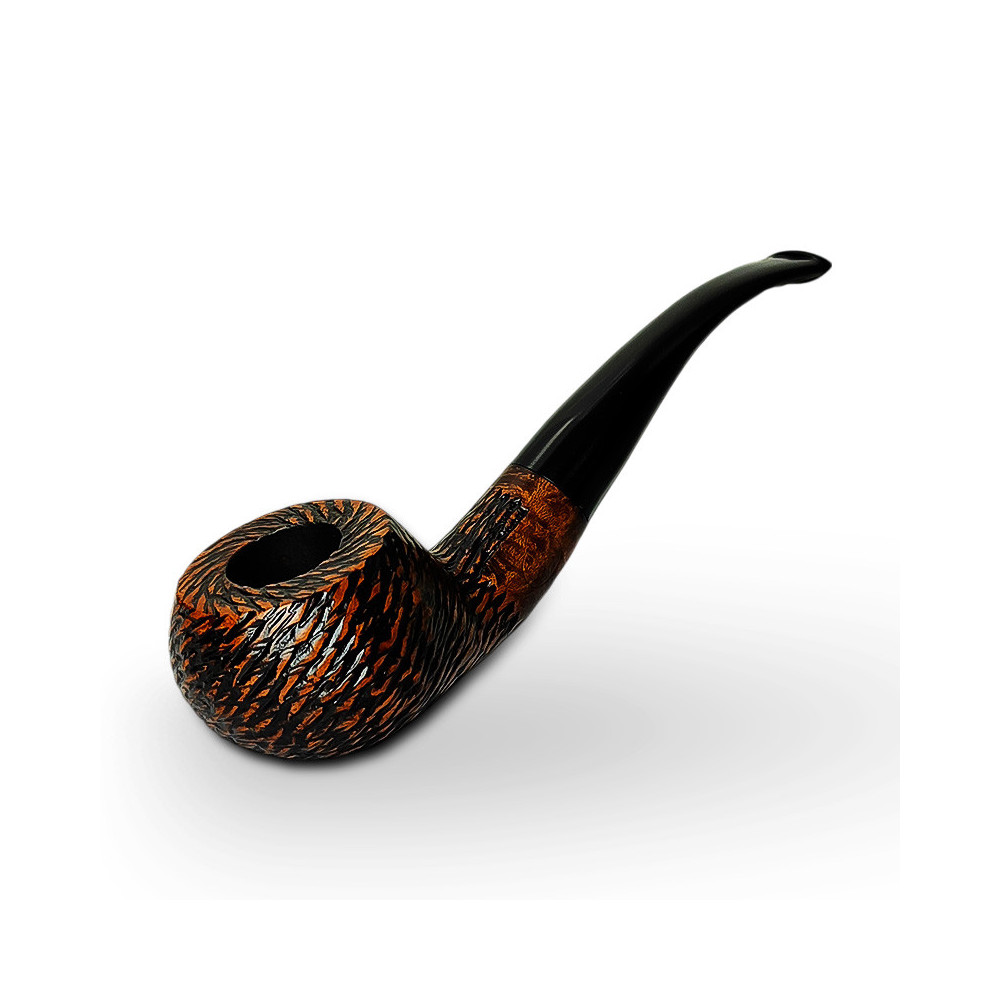 Bruyère-Tabakpfeife BPK 67-914, braun-schwarze Farbe, Form „Bent Bowl“.