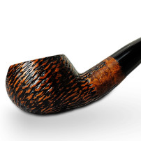 Bruyère-Tabakpfeife BPK 67-914, braun-schwarze Farbe, gebogene Pfeifenkopfform – Ansicht des Pfeifenkopfes