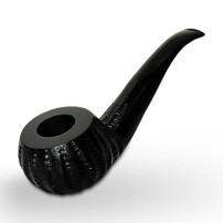 Bruyère-Tabakpfeife BPK 67-914, schwarz, in der Form „Bent Bowl“.