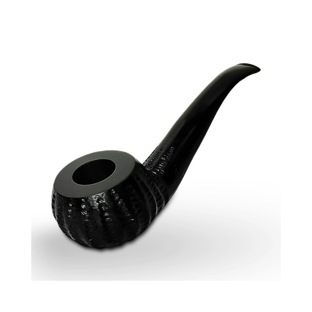 Bruyère-Tabakpfeife BPK 67-914, schwarz, in der Form „Bent Bowl“.