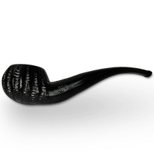 Bruyère-Tabakpfeife BPK 67-914, schwarz, in „Bent Bowl“-Form – seitlich liegend
