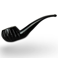 Bruyère-Tabakpfeife BPK 67-914, schwarz, in der Form „Bent Bowl“ – Seitenansicht