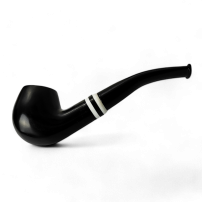 Pfeifenstarter-Set – Schwarz – Rosenholzpfeife in schwarzer Farbe – seitlich liegend