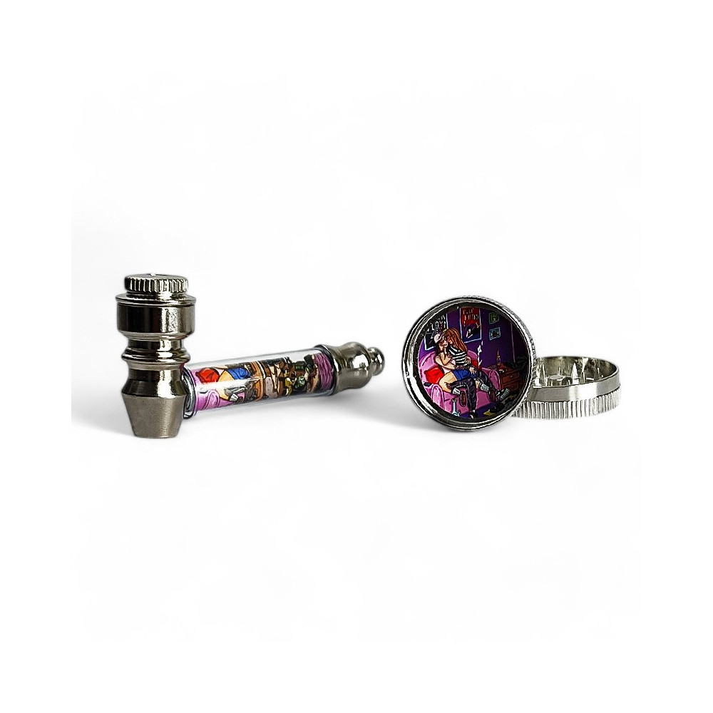 Rundes Shisha-Set aus Metall mit Grinder