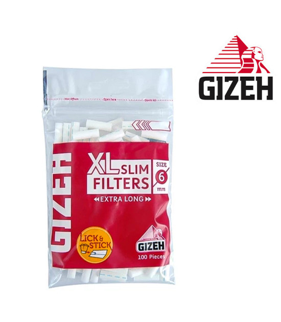 Zigarettenfilter Gizeh XL Long Slim 6 mm - mit Gizeh-Logo