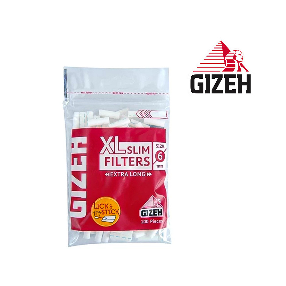 Zigarettenfilter Gizeh XL Long Slim 6 mm - mit Gizeh-Logo