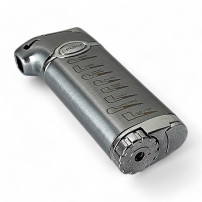 Feuerzeug aus Metallrohr – Silber – Ansicht der Unterseite des Feuerzeugs