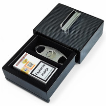Carbon-Zigarrenaschenbecher mit Schublade – inklusive Zigarrenpackung und Cutter