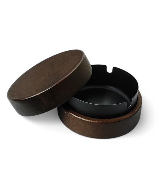Aschenbecher Holz/Metall - Schwarz