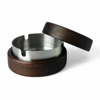 Aschenbecher Holz / Metall - Silber