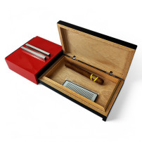Zigarrenhumidor mit Aschenbecher, rot – offener Humidor mit integriertem Befeuchter