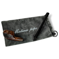 Molina-Pfeife – Kleine Churchwarden-Pfeife, teilweise rustikal – auseinandergefaltet auf einem Beutel