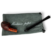 Molina-Pfeife – Kleine Churchwarden-Pfeife, rustikal – auseinandergefaltet auf einem Beutel