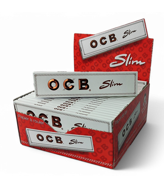 OCB WHITE LONG Slim Zigarettenpapier - auf der Verpackung platziert