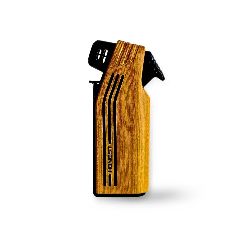 Honest Pfeifenfeuerzeug - Helles Holz mit Besteck