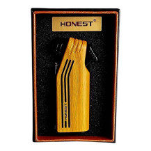 Honest Pfeifenfeuerzeug – Helles Holz mit Besteck – in einer Schachtel