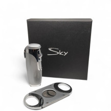 Sky Zigarrenschneider-Set – silber – mit Box