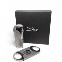 Sky Zigarrenschneider-Set – silber – mit Box