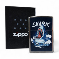 Zippo-Feuerzeug – Hai-Design – mit Geschenkbox