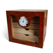 Zigarrenhumidor aus Maserholz – Gebrauchtware – Vorderansicht