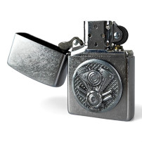 Zippo Motor Emblem Feuerzeug - Offen