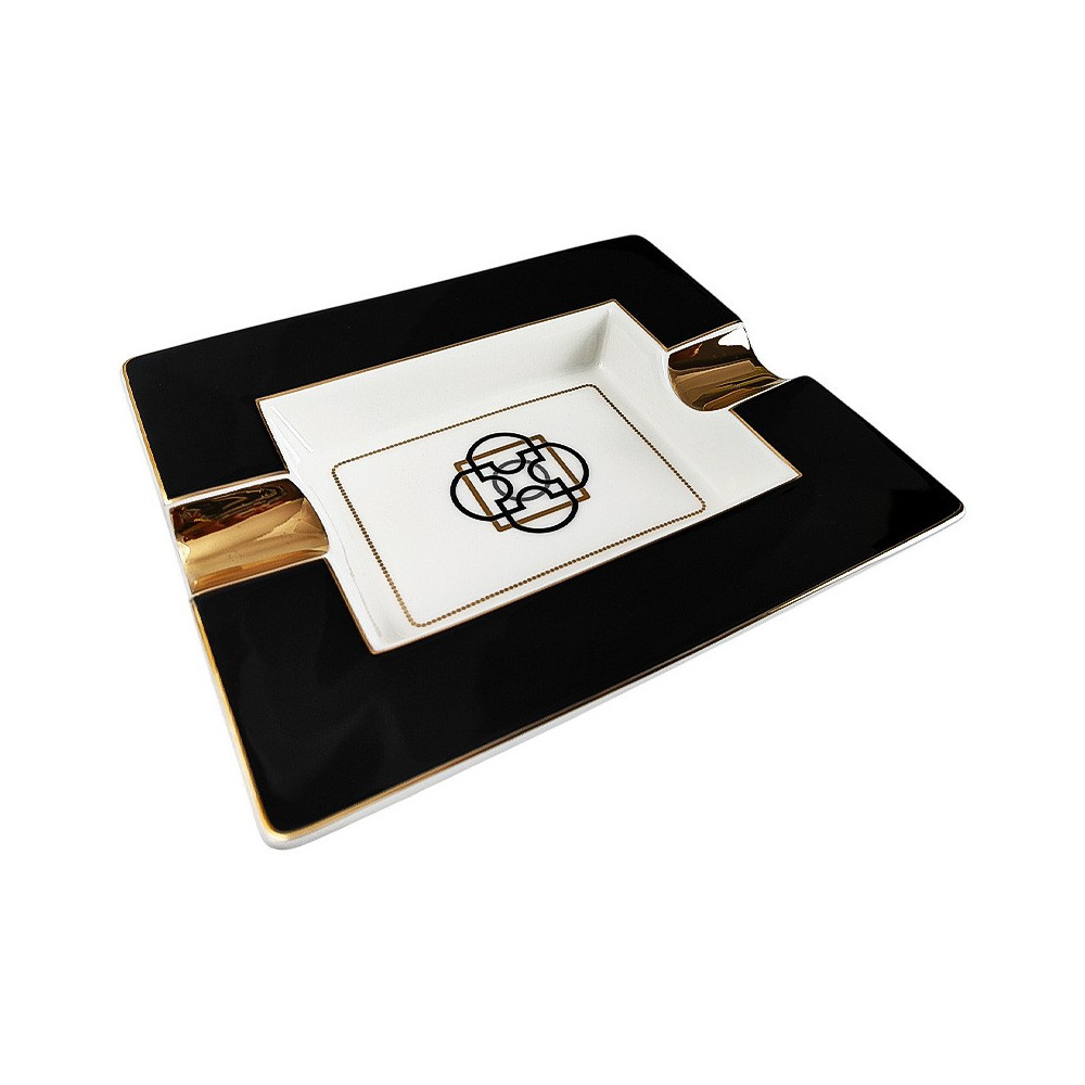 Zigarrenaschenbecher Schwarz/Gold