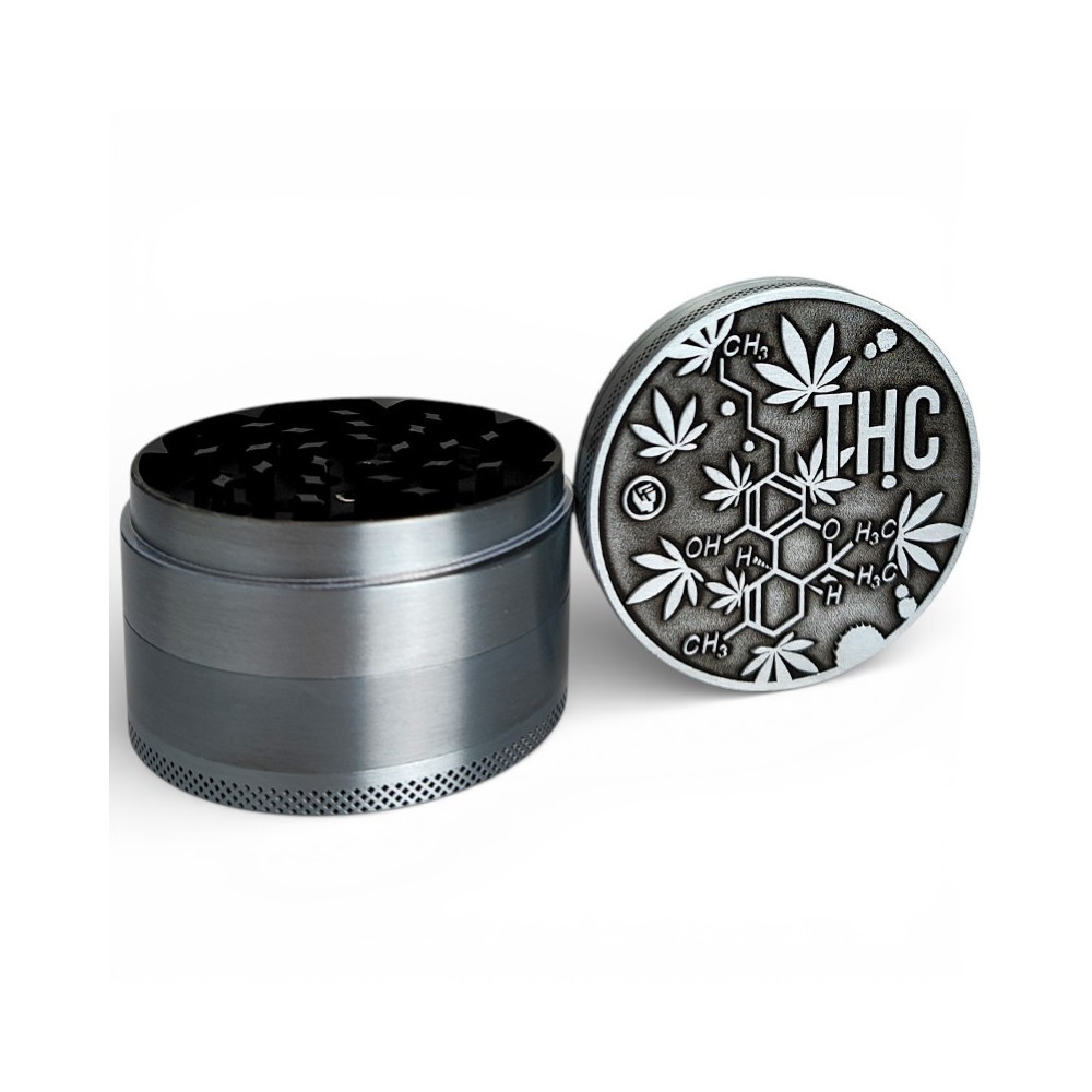 Grinder 60mm/4 Silber THC Molekül