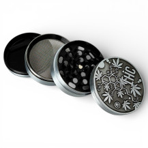 Grinder 60mm/4 Silber THC Molekül - zerlegt