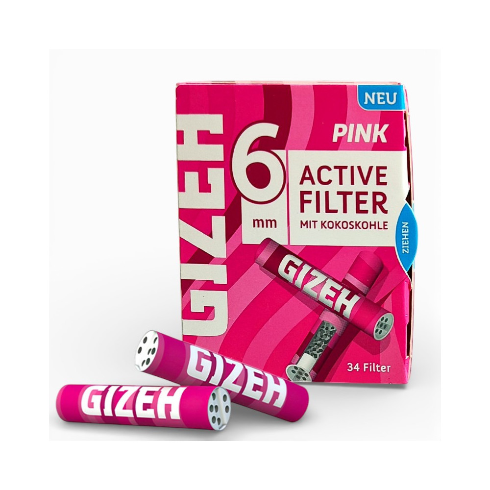 Gizeh Kohlefilter Rosa 6 mm/34 Stück