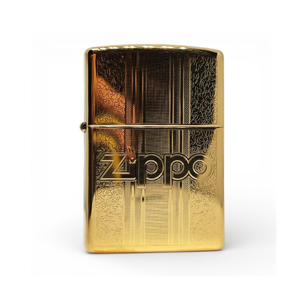 ZIPPO Feuerzeug mit Muster in Gold – ein Blick auf die Details