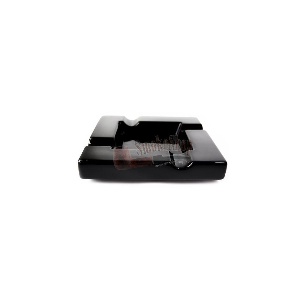 Zigarrenaschenbecher aus Keramik, 4 Stück – Glänzend Schwarz