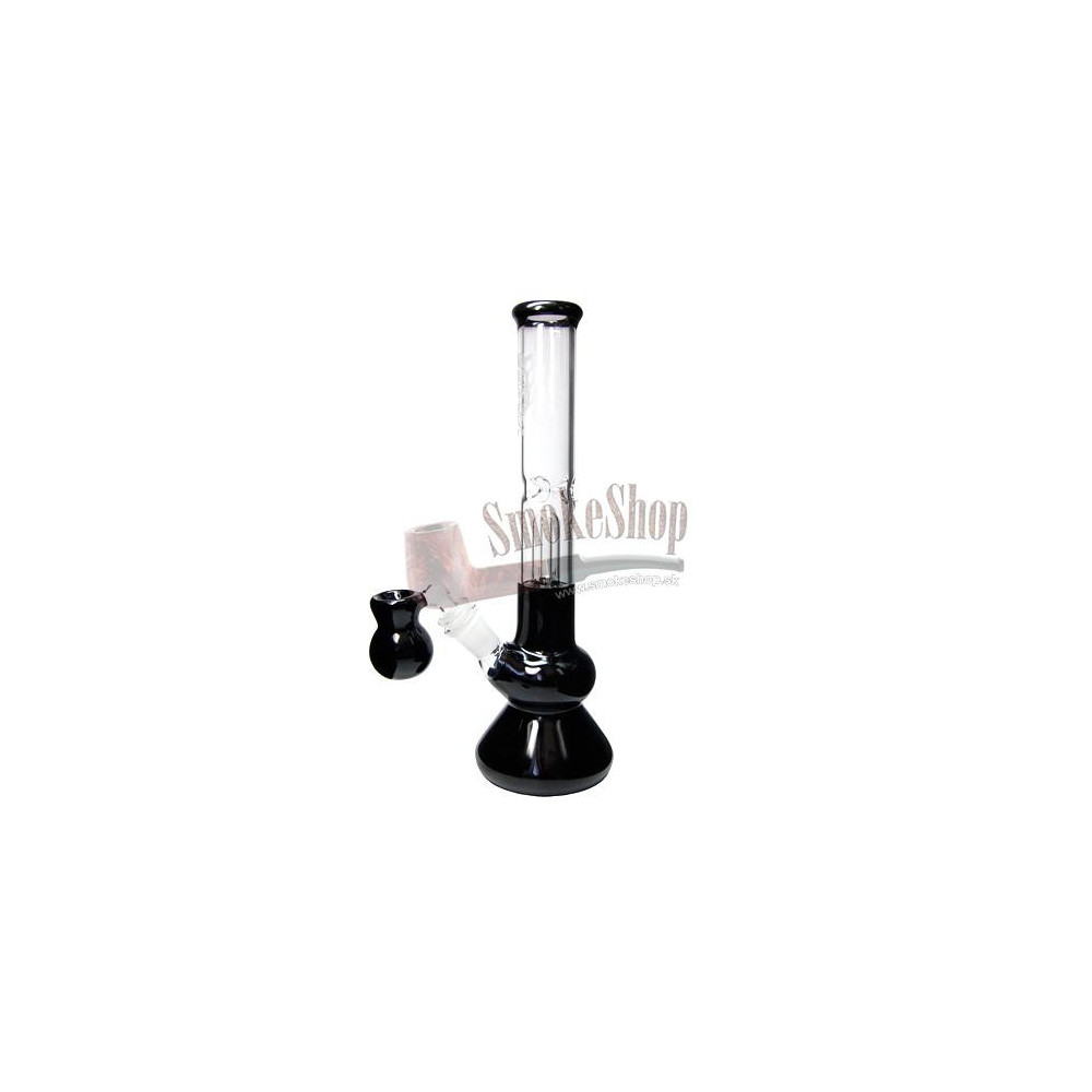 Schwarze Glasbong mit Vorkühler und Eiswürfelbereiter | SmokeShop