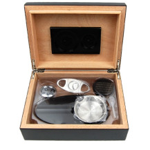 Zigarrenhumidor-Set Schwarz Matt
