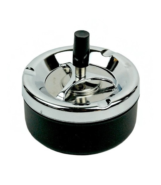 Drehbarer Aschenbecher, schwarz, Metall, 11 cm